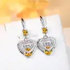 Brincos Longos Europeus e Americanos Coloridos de Zircônia com Coração de Mãe para Mulheres, Luxo Acessível Moda de Nicho Versátil Presente de Dia das Mães
