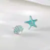 Brincos de Estrela-do-Mar em Prata Esterlina S925 para Mulheres, Simples, Compactos, Exquisitos e Doces Brincos Assimétricos de Concha Brincos Tendência 2025