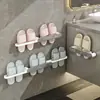 Suporte de Chinelo para Banheiro Organizador de Armazenamento de Sapatos sem Furo Prateleira de Banheiro Cabide de Porta Prateleira de Sapatos com Drenagem Montada na Parede