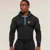 Ropa Deportiva para Hombre con Media Cremallera, Capucha, Ajustada, Dos Tonos, Bloques de Color, Transpirable, Secado Rápido, Corte Delgado, Elástica, para Entrenamiento Físico