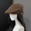 Gorra de ante vintage tipo pico de pato para mujer, moda de otoño, circunferencia de cabeza grande, boina de estilo británico, gorra de pintor tipo newsboy
