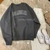Moletom de Lã com Gola Redonda Estilo Coreano Outono e Inverno para Mulheres, Novo Design Solto com Estampa de Letras, Peça Superior Grossa Versátil com Forro de Lã