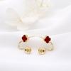 Pendientes de Flor de Cuatro Hojas Estilo Coreano Zhongxing con Aguja de Plata 925, Pendientes de Botón Imitación Concha Dorada de 14K, Materiales Simples para Pendientes DIY, Trébol de Cuatro Hojas