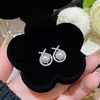 Pendientes de plata 925 con forma de aguja, de cobre y circonita, con un toque de brillo y un toque de nicho, para mujer, sencillos y exquisitos.