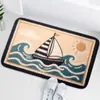 Alfombrillas de Piso de Franela para Baño de Venta Caliente Transfronterizas Alfombrillas de Piso Antideslizantes Absorbentes de Agua para Baño Alfombras Decorativas Marinas para el Hogar
