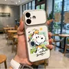 Capa de celular do Snoopy adequada para iPhone 17 Pro Max, Apple 16 Pro, 15 Pro, niche 16, couro de cordeiro