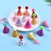 Estilo ins estilo coreano chapéu pequeno retrô decoração de bolo xadrez colorido rosto sorridente chapéu de bola de pelo mini plug-in para bolo