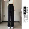 Pantalones de traje negros para mujer, nuevo estilo de otoño 2026 para mujeres petite, pantalones holgados casuales de pierna recta estrecha, pantalones de pierna ancha fluidos