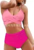 Bikini de Dos Piezas para Mujer de Estilo Europeo y Americano, Multicolor, Empacado Rígido, Push-Up, de Cintura Alta, que Favorece la Figura, para la Playa, Más Vendido en Aliexpress Amazon