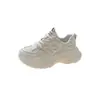 Sapatos Torre Respiráveis de Malha Femininos ins2023 Novo Verão Versátil Plataforma Aumentadora de Altura Tênis Casual Branco