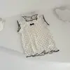 Conjunto de verano para bebé niña estilo INS, top sin mangas con cuello de volantes y shorts de malla con lazo