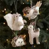 Palha Sisal Fio de Algodão Pingente de Alce Boneca Janela Árvore de Natal Decorações de Mesa Decorações de Natal