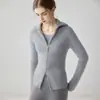 Suéter de Cashmere Centenas de Cores Mostra a Figura Gola Lapela 100% Cashmere 26 Novo Cardigan Tricotado com Zíper Duplo Gola Alta