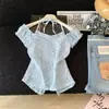 2026 Estilo Coreano Diseño Encaje Patchwork Halter Falso Dos Piezas Top Versátil Temperamento Casual Holgado Camiseta para Mujer