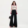 Jeans negros para mujer 2026 modernos versátiles otoño nuevo corte holgado ligeramente acampanados cintura alta línea A pierna ancha pantalones