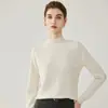 Outono/Inverno 2026 Novo Suéter Feminino de Cashmere Gola Alta Meia Manga Raglan Manga Base Camada Base Estilo Elegante Cor Sólida Pulôver Tricô Quente