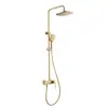 Juego de Ducha de Latón Dorado Cepillado Ruso para Uso Doméstico, Grifo de Ducha con Cabezal de Ducha Caliente y Frío que Aumenta la Presión