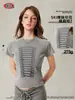 Ropa de Mujer Nueva Primavera y Verano Estilo Callejero Europeo y Americano Camisetas Cortas de Chica Popular para Mujer, Camisetas de Manga Corta Estampadas Lavadas Retro para Mujer