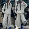 Conjunto de sudadera y pantalón de chándal para niña de otoño, nuevo estilo americano 2026, pantalones holgados de pierna curva, conjunto de dos piezas, moderno