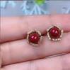Brincos de areia roxa de alto conteúdo de cinábrio natural Brincos de areia imperiais embutidos com brincos de diamante completos Jóias vivas Sentido avançado