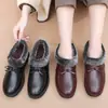 Zapatos de Mamá, Zapatos de Algodón, Zapatos de Cuero Cómodos de Suela Blanda de Invierno para Mujer, Zapatos Cálidos para Mediana Edad y Personas Mayores, Zapatos Antideslizantes de Suela Plana con Forro de Felpa para Personas Mayores