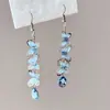 Pendientes de Borla de Mariposa Azul Fresco Pinza para Oreja en Espiral Súper Hada Retro Dulce Gota de Agua Exquisitos Versátiles Pendientes para Mujer