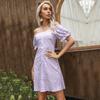 Vestido de verano con falda floral, volantes, manga corta y cuello francés, estilo europeo y americano, de Amazon Independent Station, comercio exterior transfronterizo.