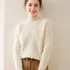 Suéter Grueso de Cachemira de Montaña para Otoño e Invierno para Mujer, Color Sólido, Flor Retorcida, Cuello Semi Alto, Jersey de Cinco Agujas, Tres Hilos, Estilo Perezoso