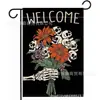 Nueva Bandera de Jardín de Halloween Decoración de Patio Bandera Colgante del Día de Muertos Estampado de Calabaza Fantasma Bandera de Doble Cara