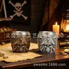 Calavera de Pirata del Caribe Vintage Mini Copa de Vino Personalizada Vaso de Chupito para Whisky Decoración de Bar Venta al por Mayor Acero Inoxidable