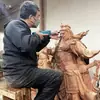 Grande Escultura em Madeira Buda Maitreya Barriga Grande Madeira Maciça Ornamentos para Sala de Estar Esculpido Guan Gong Guanyin Estátua Vermelha para Desktop