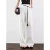 Pantalones Transpirables ZHEYE 100% Lino Blancos para Mujer, Pantalones Casuales de Verano Finos con Efecto de Caída, Pantalones de Traje de Pierna Ancha