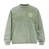 Camiseta de manga larga con estampado de letras desgastado, corte holgado, estilo urbano moderno, top casual de cuello redondo para hombre, primavera/otoño