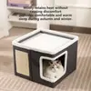 Producto más vendido transfronterizo: Nido de felpa personalizado para mascotas de cuatro estaciones, plegable y lavable, nido para mascotas con función de almacenamiento, rascador para gatos plegable