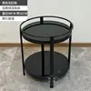 Mesa de Centro/Soporte para Té Redondo de Cristal Templado Doble Capa Sencillo para Sala de Ajedrez y Cartas/Sala de Mahjong/Máquina de Mahjong Sin Instalación Requerida