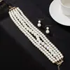 O Conjunto de Joias Mais Vendido da Amazon Europeu e Americano Transfronteiriço Multicamadas de Pérolas Artificiais Colar Brincos Joias Conjunto Retro Deslumbrante Mulheres