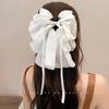 Horquilla para el pelo con lazo grande, estilo francés, elegante y suave, color negro, para mujer