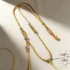 Nuevo Collar de Estilo Chino Inspirado en el Zen con Cerradura Ruyi Tradicional, Cuerda Trenzada, Brújula de los Ocho Tesoros y Colgante de Cuerda con Cuenta Dzi en Estilo Nacional
