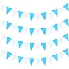 Banderines Triangulares de Lino Sintético Azul y Blanco Banderines de Cadena para Cumpleaños Pancarta Guirnalda de Boda Temporada de Regreso a Clases Decoraciones para Fiestas Diseño del Lugar Banderines de Arrastre