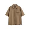 Ropa Vintage Verano 2025 Estilo Funcional Camisa de Manga Corta con Múltiples Bolsillos Ropa de Trabajo Camisa Retro de Moda Chaqueta para Hombre