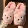 Zapatillas de Algodón Lindas de Oso Nanbowan para Mujer Otoño e Invierno de Interior Hogareñas Zapatillas Cálidas de Felpa Eva Plus