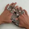 Anéis Europeus e Americanos de Venda Quente Transfronteiriça Conjunto de Anéis Crânio Escuro Aranha Anel Retrô Joias Estilo Punk Acessórios de Joias Novo