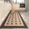 Tapete de Piso para Cozinha de Casa à Prova de Manchas Anti-queda Almofada para Pés Absorvente de Óleo Resistente à Sujeira Sem Lavagem Espessado Tira Longa Tapete de Carpete com Fio em Laço Cortável