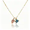 Collar de Acero Inoxidable de Moda con Forma de Concha, Estrella de Mar y Perlas Artificiales, Estilo Nuevo Transfronterizo, para Viajeros, Estilo Vacaciones en la Playa para Mujeres