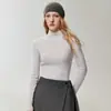Nueva colección de otoño: Suéter de cachemira 100% puro para mujer, corte ajustado que realza la figura, con cuello semialto y mangas largas, perfecto como capa base de punto