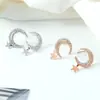 Pendientes de Estrella y Luna de Circonita Super Brillantes para Mujer, Estilo Celebridad de Internet Coreana, Sencillos y Versátiles, Pendientes Pequeños Exquisitos de Hada
