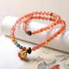 Chegada Nova 2026 Agata Vermelha Natural do Sul Pequeno Fruto de Cabacinha Duplo Círculo Pulseira, Pulseira de Jade Estilo Chinês, Atacado Uma Peça