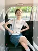 Camisetas Únicas y Hermosas de Manga Corta para Usar en Verano, Elegantes y que Reducen la Edad, Muy Hermosas y Atractivas, Camisetas de Punto de Nuevo Estilo para Mujer