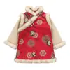 Saia Cheongsam de Veludo Estilo Chinês para Meninas no Inverno, Roupa Espessa de Ano Novo para Crianças, Roupa para Apresentação de Véspera de Ano Novo e Saudações de Ano Novo para Bebês