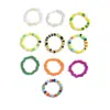 Anel elástico de miçangas bege de cor mista estilo japonês e coreano moda personalizada estilo ins anel de miçangas coloridas conjunto de 10 peças